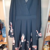 Женское синее платье с пышной юбкой Аисты р. 44-46