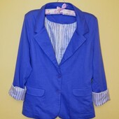 Синий трикотажный пиджак l-xl
