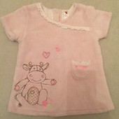Флисовое нежно-розовое платьице с коровкой Baby club