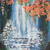 Картина Водопад под сакурой