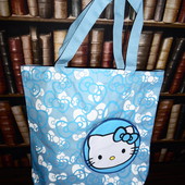 Большая голубая сумочка для юной модницы Hello Kitty, шоппер, сумка для прогулок, дорожная