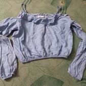 Джинсовая блуза с открытыми плечами
