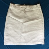Белая летняя юбка H&M Hennes 14, на подкладке 100% лён