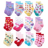 12 пар, нескользящие уютные носки для малышей, для девочек.