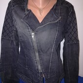 Джинсовый женский пиджак косуха, легкий стрейч