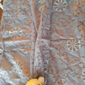 Шикарная тюль, штора сетка на петлях серого цвета цветы 161 на 140 1 шт