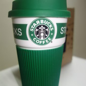 ✨ Стакан керамический Starbucks с силиконовой крышкой. Зеленый