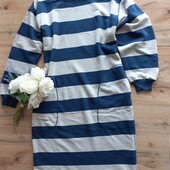Moga теплое платье полоска 100% хлопок SML размер. Япония