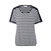 ♕ Грайлива жіноча футболка в ніжну смужку, розмір 36/38 євро