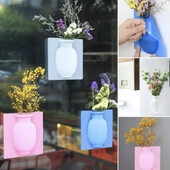 Декоративная ваза для цветов на стену или окно силиконовая 15 * 15 * 2 см