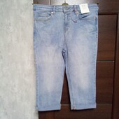 Брендовые новые коттоновые джинсы-капри стрейч р.12-14.