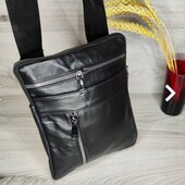 Кожаная мужская нагрудная сумка через плечо качественная удобная сумка-мессенджер с натуральной кожи