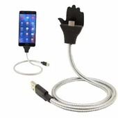Шнур для зарядки и держатель телефона ( 2 в 1) металлический "ладонь" palms cable Micro Usb