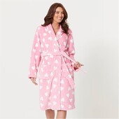 Подарунок до коханих рожевий пухнастий халат з принтом сердець від Studio sleepwear p 48-52