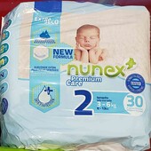 Nunex premium care, 2, підгузки 3-6 кг, 30 шт. Португалія .