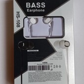 Нові елегантні навушники Bass Earphone HS-108, білі