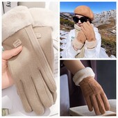 Женские зимние перчатки с плюшевой теплой подкладкой. Одни на выбор