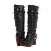 Ugg australia Savanna Black Tall Leather Boots 38р теплі чоботи клоги, оригінали!