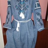 сукня вишиванка з льону-габардину (джинсу-габардину)