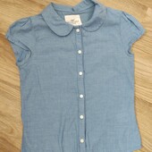 Гарна синя рубашка на дівчинку до школи 9-10 р. 134-140