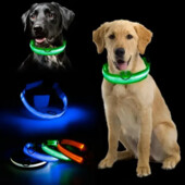 Светящийся LED ошейник, поводок для животных собак и кошек