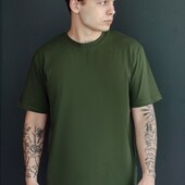 ⇑ Базова футболка з бавовни , хакі, розмір L