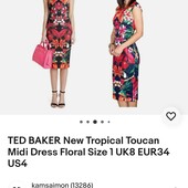 Ted baker, 1p люксова міді сукня з принтом орхідей