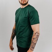 ⇑ Базова футболка з бавовни темно-зелений, розмір ХL