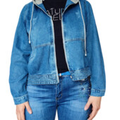Джинсова жіноча куртка з капюшоном. розмір s-3xl