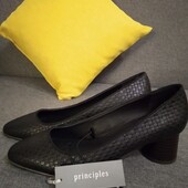 Стильные черные туфли на круглом каблуке Principles Debenhams, размер 38 (по стельке 24,3 см)
