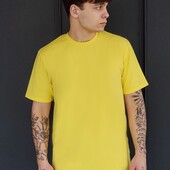 ⇑ Базова футболка з бавовни, жовта, розмір XL
