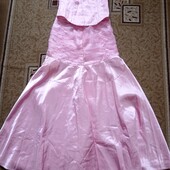 Винтажное розовое атласное вечернее платье для выпускного вечера nadine без бретелек