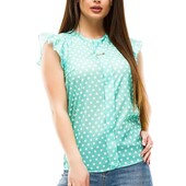 Стильная женская блуза в горох в цвете мята, 48 размер