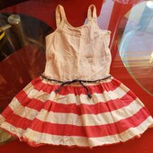 Zara девочке 9-10 л 134-140см шикарное хлопковое платье сарафан

