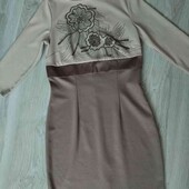 Lafoli брендовое стильное платье цвет мокко размер XS S евро 34/36