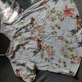 River Ireland uk12 котонова сукня в смужку з райськими пташками