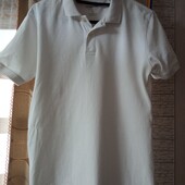 Біла футболка - поло, размер М (смотрите замеры)