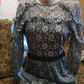 Нарядное платье из гипюра(на подкладке) на женщину S/M,см.замеры