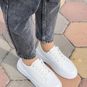 Кросівки-кеди жіночі з натуральної шкіри білі Lam колір Білий LC5991