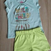 Lupilu брендовый хлопковый пижамный комплект футболка+ шортики на девочку рост 86/92 см