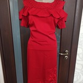 ЧП 10 Платье красное, приталенное, очень нарядное