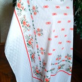 Красивая белая скатерть с цветочным принтом, Чехия, размер - 130 × 106