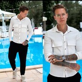 Новая мужская белая рубашка стрейч-коттон