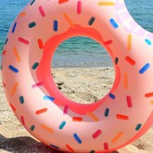 Надувной круг для плавания Intex Пончик Фламинго | пляжный круг надувной | надувний круг