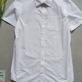 Дитяча біла літня сорочка 12-13 років з коротким рукавом для хлопчика