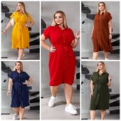 Літня сукня-сорочка в актуальних кольорах 50-56 рр. Женское летнее платье рубашка 071470 рл