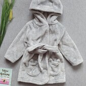 Дитячий плюшевий халат 6-9 міс махровий халатик з капюшоном для дівчинки мальчика