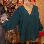 ❤Брендовая натуральная зелёная крепкий шолк блузка туника новая❤Англия.Пог126см.Лотов много