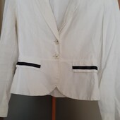 Пиджак, жакет,натур.лен,белый,качество,бренд, р.36.