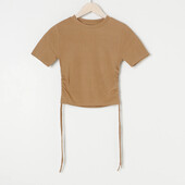 Кроп-топ футболка блуза в рубчик завязки боковые sinsay р.l беж